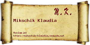 Mikschik Klaudia névjegykártya